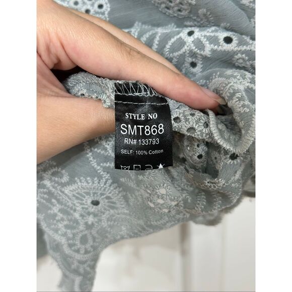 NWOT POL "See You at the Horse Range" Relaxed Fit Lace Eyelet Tunic Button Up L - Picture 7 of 12